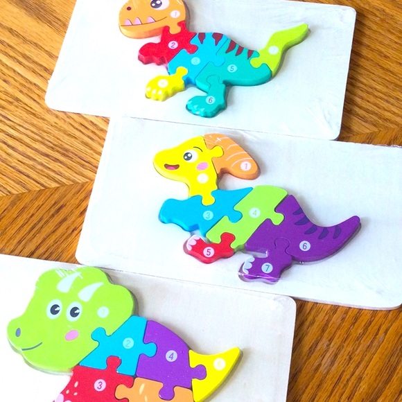 * - Wooden Dinosaur puzzle 3 in 1 ages 2 toddler and over. Two sets for one … - Picture 5 of 8